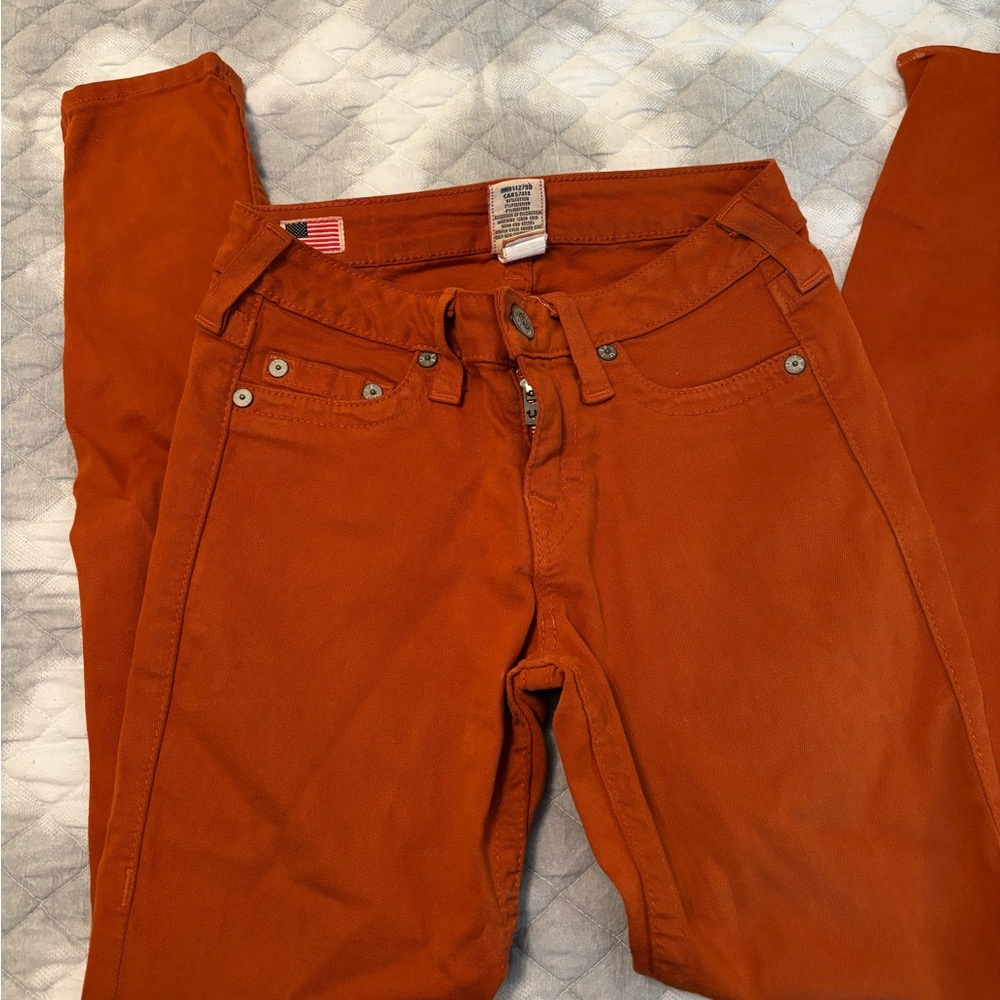 True Religion Women's Bright Orange Skinny Jeans